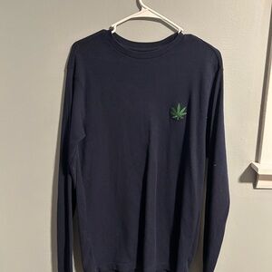 Eighty Eight Dark Blue Long Sleeve with Green Leaf Accent
